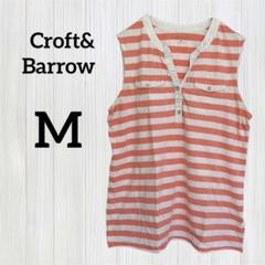 Croft&Barrow ノースリーブ Tシャツ【M】オレンジ ボーダー 夏