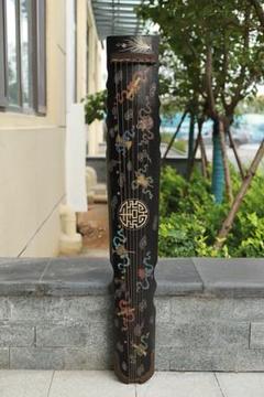 旧藏 杉木八宝図 彩絵 鳳凰來鳴 蓬仙境 古琴 楽器 弦楽七弦琴 古美術 骨董品 旧藏 杉木八宝図 彩絵 鳳凰來鳴 蓬仙境 古琴 楽器 弦楽七弦琴 古