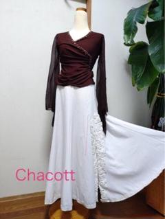 【美品 日本製 社交ダンス衣装】ブラック×花柄 CHACOTT スカート 黒 輝い CHACOTT - 【日本製 社交ダンス衣装】ブラック Chacott