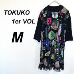 トクコプルミエブォル花柄アシンメトリックチュニック（五分袖） TOKUKO 1er VOL 近年モデル チュニック カットソー ハイネック