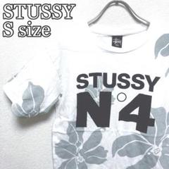 希少デザイン】STUSSY N4 ボタニカル柄 デカロゴ 総柄 人気 T