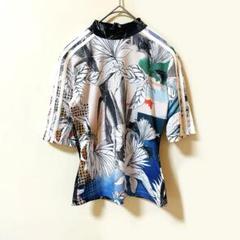 希少✨ adidas アディダス ボタニカル柄 半袖 ハイネックTシャツ