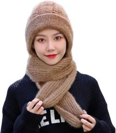 マフラー付き帽子 レディース スカーフ 帽子 マフラー ニット帽子 マフラー
