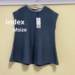 index ノースリーブ ペプラムニット