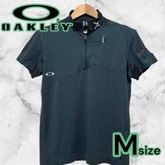 極美品 OAKLEY オークリー 黒 半袖 ハーフジップ M ポロシャツ スカル