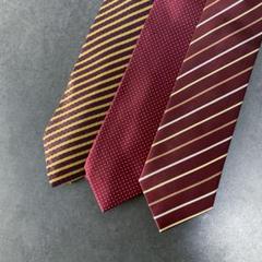 ブランドネクタイ3本セット ボルドー系 ストライプ&ドット