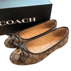 美品コーチCOACH 定番シグネチャー柄パンプス バレエシューズ23.5ベージュ 2025年最新】COACH 割引オプション：通常商品 フラットシューズ