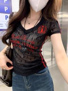 レースTシャツブラックM