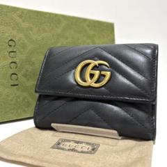 301✨美品✨グッチ 三つ折り財布 GGマーモント キルティングレザー ブラック