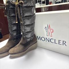 MONCLER スエード ナイロン ロングブーツ