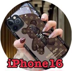 【人気商品！】iPhone16 ケース クマ ブラウン 耐衝撃 携帯ケース 韓国