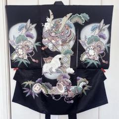 子供着物 お宮参り 七五三 男の子 兜に龍 薄橙色 CK-7033 お宮参りの着物 男の子 2024年の干支 辰 龍柄の産着 初