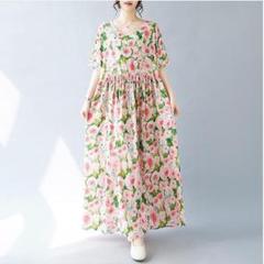 大きいサイズ レディース ロング　ワンピース　春夏 秋 新品 半袖　花柄