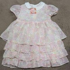 花柄　フリルドレス　ピンク　キッズ　発表会ドレス　110