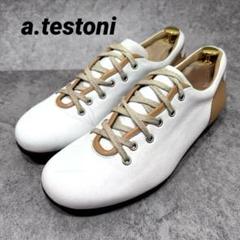 【希少】a.testoni アテストーニ　26 スニーカー　レザー　レースアップのサムネイル