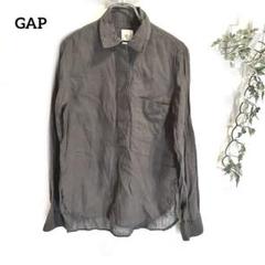 GAP【2way】ブラック　チェックシャツ　総柄　長袖半袖シャツ　おしゃれ