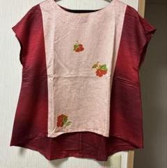 ✳️週末セール中❗️着物リメイク花柄切り替えフレンチスリーブブラウス