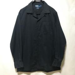 90s 無地 ラルフローレン ハンティング シャツ ジャケット L ブラック 黒 90s ラルフローレン marlowe 黒単色 ポニー無し 長袖シャツ 藤原