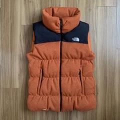 XXLノースフェイスレディース700オレンジブラックニットダウンベストジャケット XXLノースフェイスレディース700オレンジブラックニットダウン