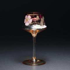 【美品】　アンティークグラス　エナメル彩　花　ポピー　色変わり　R1337ダI 美品】 アンティークグラス エナメル彩 花 ポピー 色変わり