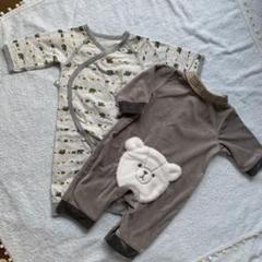 BeBe.くまロンパースとクマ刺繍ロンパース2枚セット