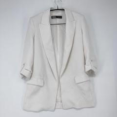 ZARA ザラ テーラードジャケット ホワイト XSサイズ - メルカリ