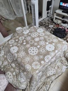 ベージュ花柄こたつ布団 とこたつ