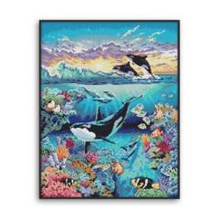 【新品】クロスステッチキット シャチ 海の生物 おしゃれ インテリア 図面あり