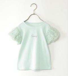 ⭐︎未使用に近い⭐︎ フラワーチュール袖ロゴTシャツ　140 ミント