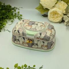 ペット用ウェットティッシュケース ねこまみれ ネコ柄 デコ ハンドメイド