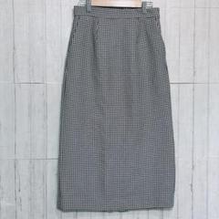 オペークドットクリップ　ロングタイトスカート　グレンチェック【M】