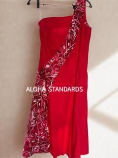 ALOHA STANDARDS ワンショルダーフラダンスドレス レッド②