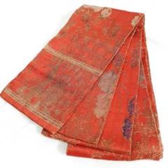 【七つ星様】アンティーク帯 半幅帯 正絹 孔雀柄