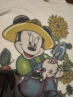DISNEY 90s USA製 ミニーマウス ひまわり Tシャツ F 白
