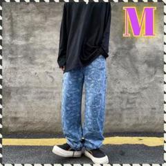 Mサイズ【在庫限り】ペイズリー柄 青 デニム ボトムス ストリート系 新品のサムネイル