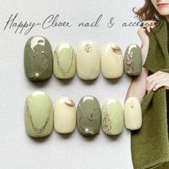 ☆A-425☆ネイルチップ ハートのニュアンスネイル　グリーン