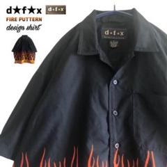 【一点物】90s d★f★xファイヤーパターン総柄オープンカラーシャツ人気レトロ