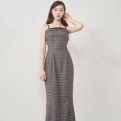 Darich レザーリボンチェックロングワンピース GRY free