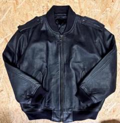 Vintage　レザージャケット　MA-1 牛革　黒　日本製 Y2LEATHER 日本製 本革 MA-1ジャケット レザージャケット 牛革