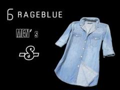 メンズS◇RAGEBLUE◇6分袖デニムシャツ
