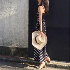 ドットロングワンピース みずたま ネイビー