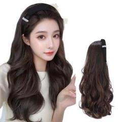 【在庫僅か】韓国 ウィッグ　夏　カチューシャ付き　新品　かつら　ロング　茶