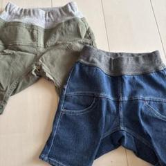 ベビーハーフパンツ カーキとデニム 2点セット80