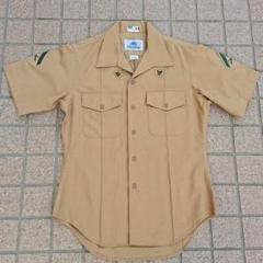 米軍 USMC カーキ ドレスシャツ 制服 15 1/2× バッチ付き .4