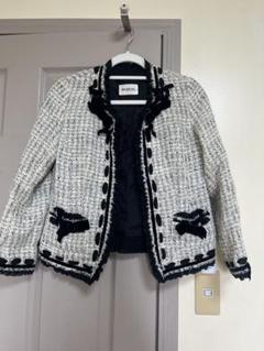 【極美品】インゲボルグ　ノーカラージャケット　ウールジャケット　ツイード　　M セール】 【OUTLET】サマーカラミツイードジャケット （ノー