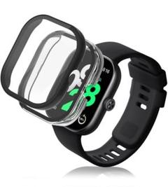 RedmiWatch 4用保護カバーフィルム 一体型ブラッククリア2個セット