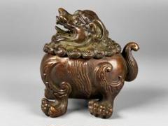 骨董 銅製 中国 古銅 驢馬賢人 のったり香炉 アンティーク 古
