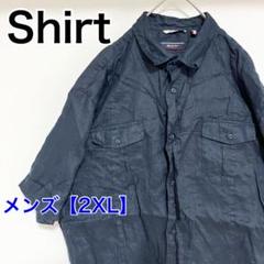 YBB55【US輸入】GUY　シャツ【メンズ2XL】やや小さめ　ネイビーブラック