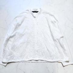 現行品 人気商品✨ミズイロインド 刺繍ブラウス 長袖 レース スタンドカラー 白