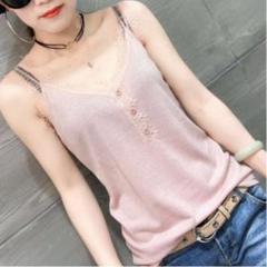 【新品】Vネックキャミソール★PINK★Lサイズのサムネイル